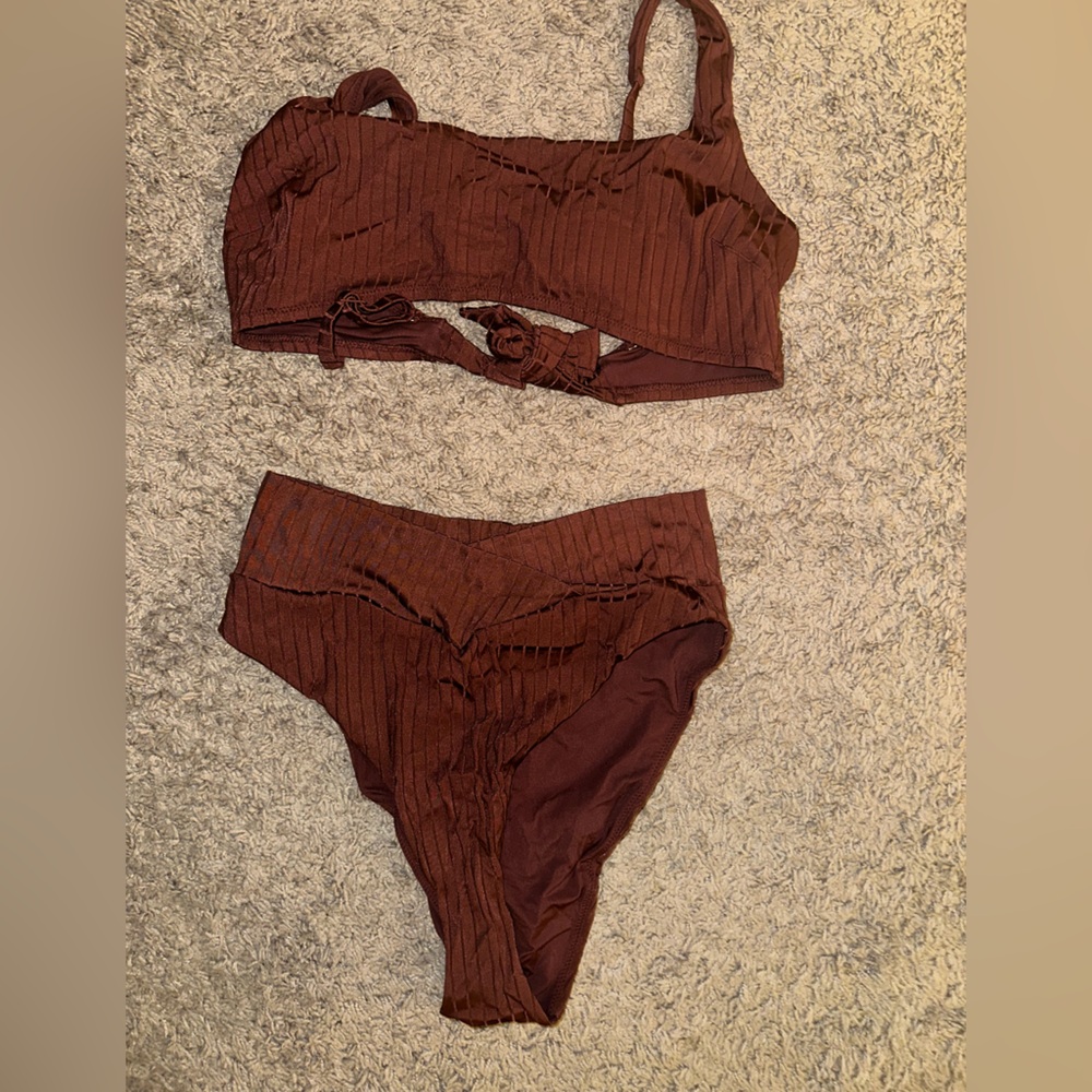 Aerie Maroon Two-Piece Swimsuit